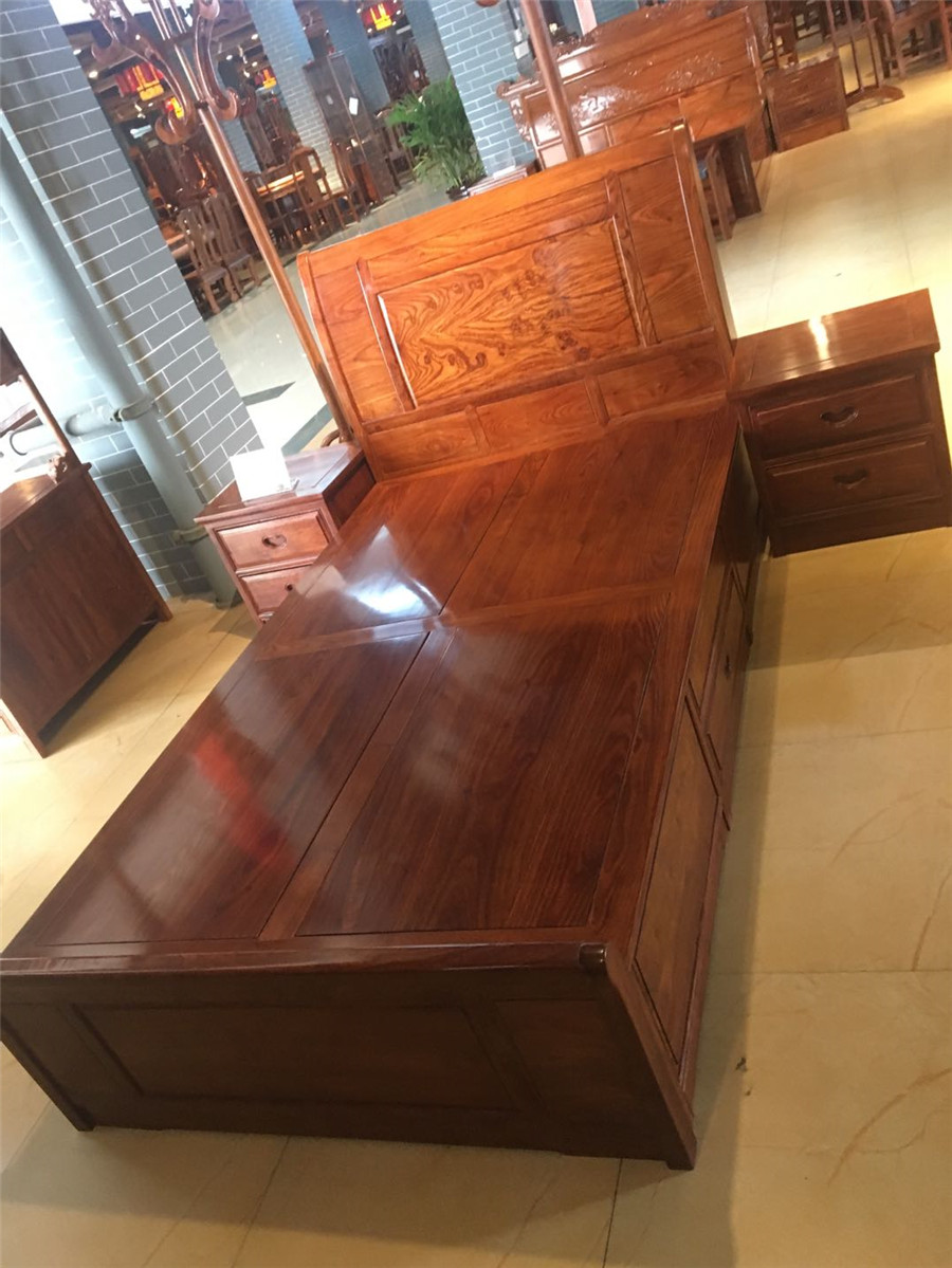 1.2米祥云素面大床  刺猬紫檀   A2