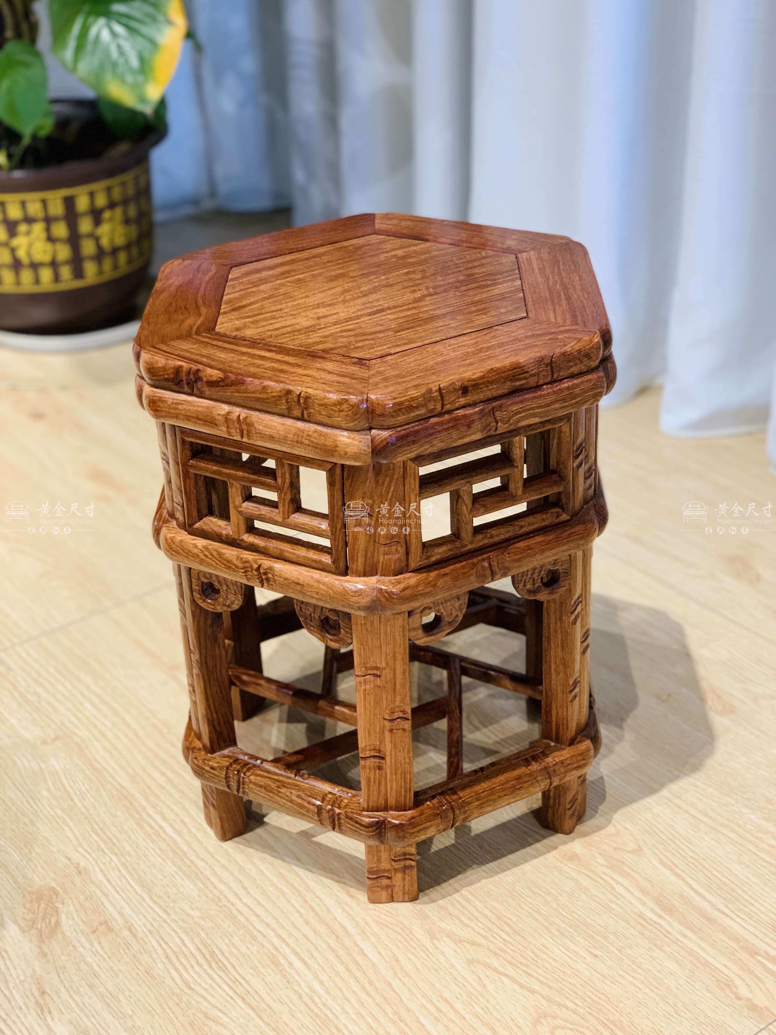 1.1米竹节六角桌  A18烫蜂蜡  (17).jpg
