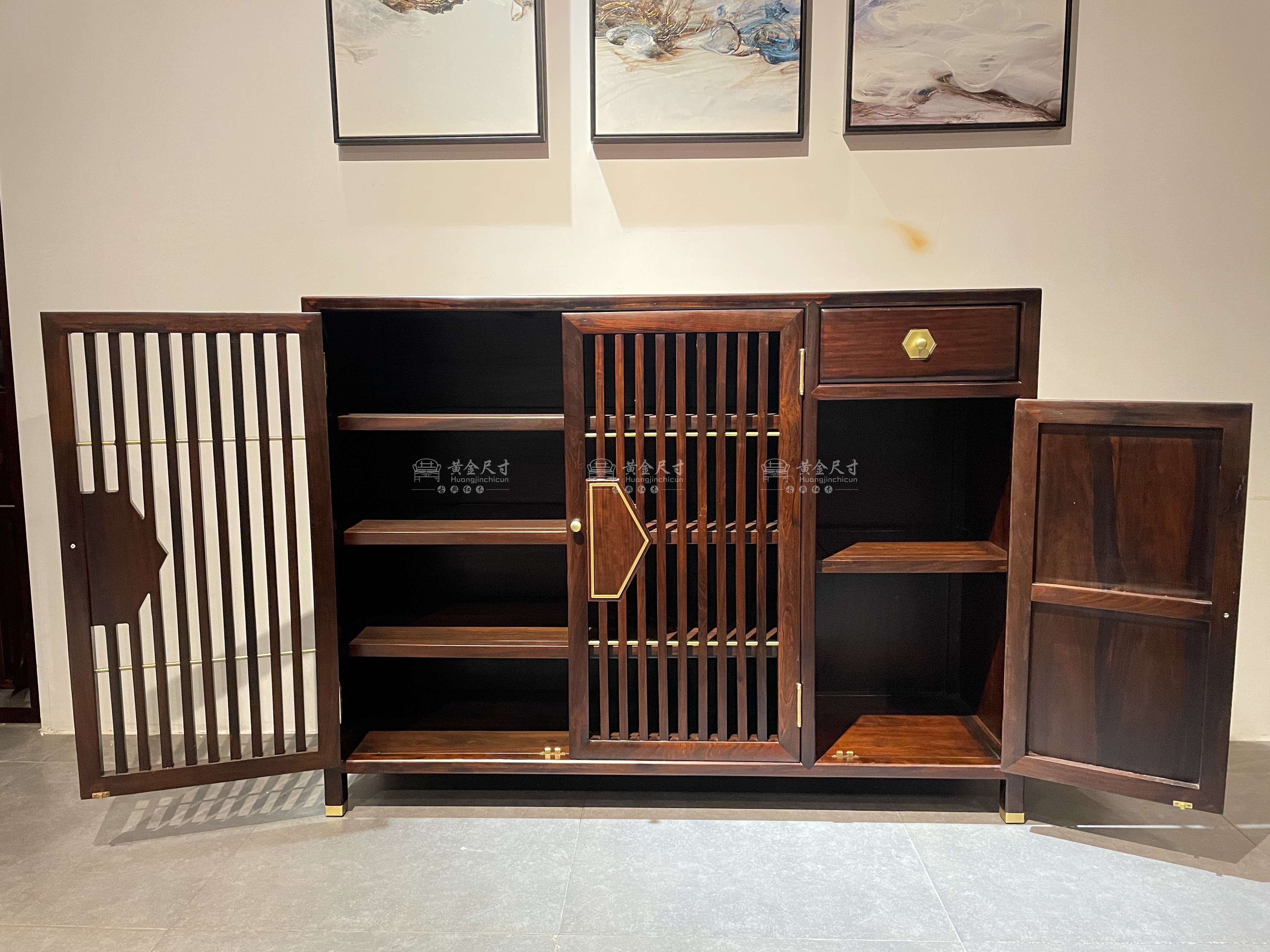 1.3米新中式雅韵三门鞋柜 A93原木上蜡 (5).jpg