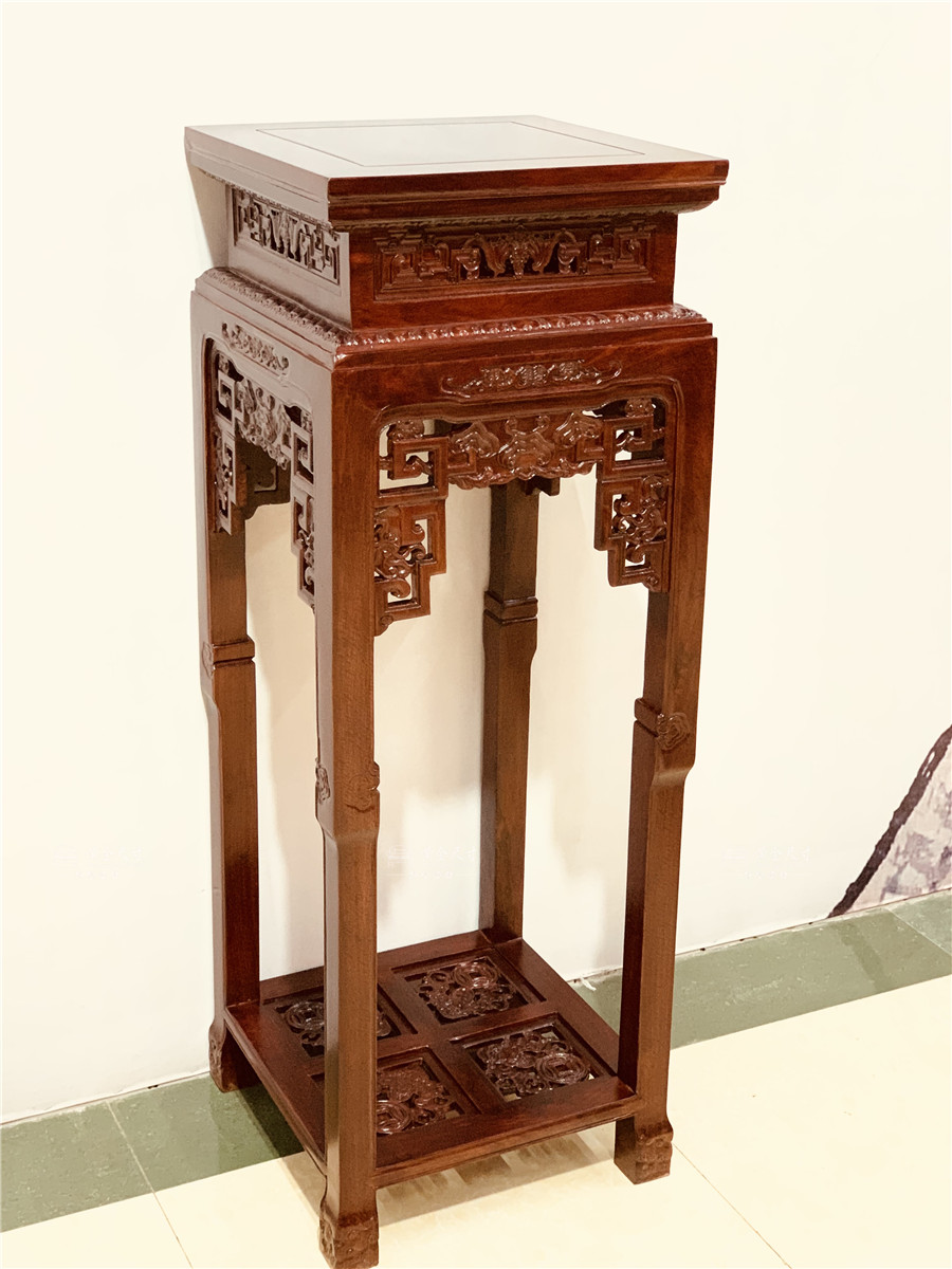 1.2米高花几 刺猬紫檀酸枝色 