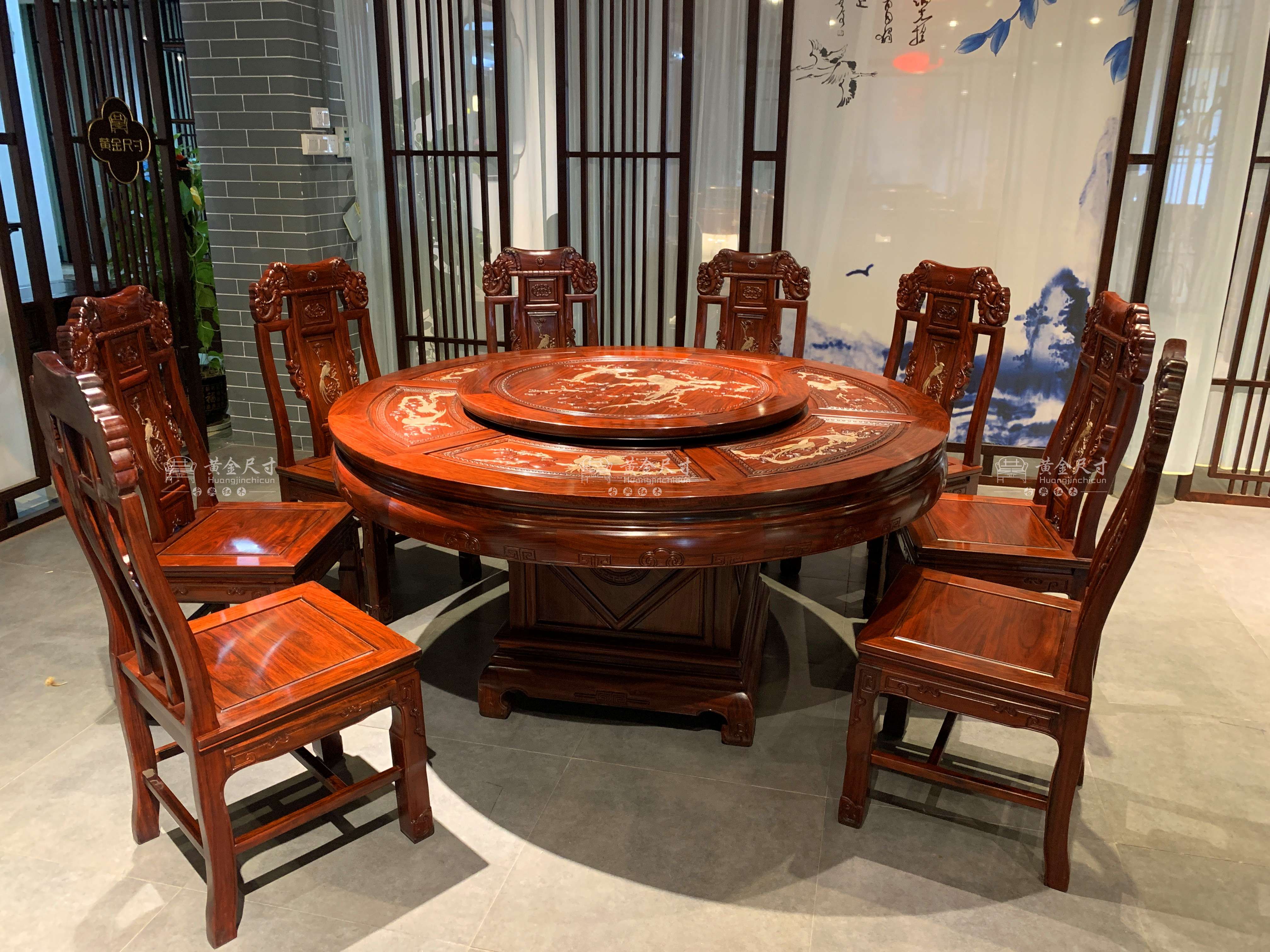 1.53米花鸟檀雕圆台 大奔椅 A92擦生漆  (13).jpg