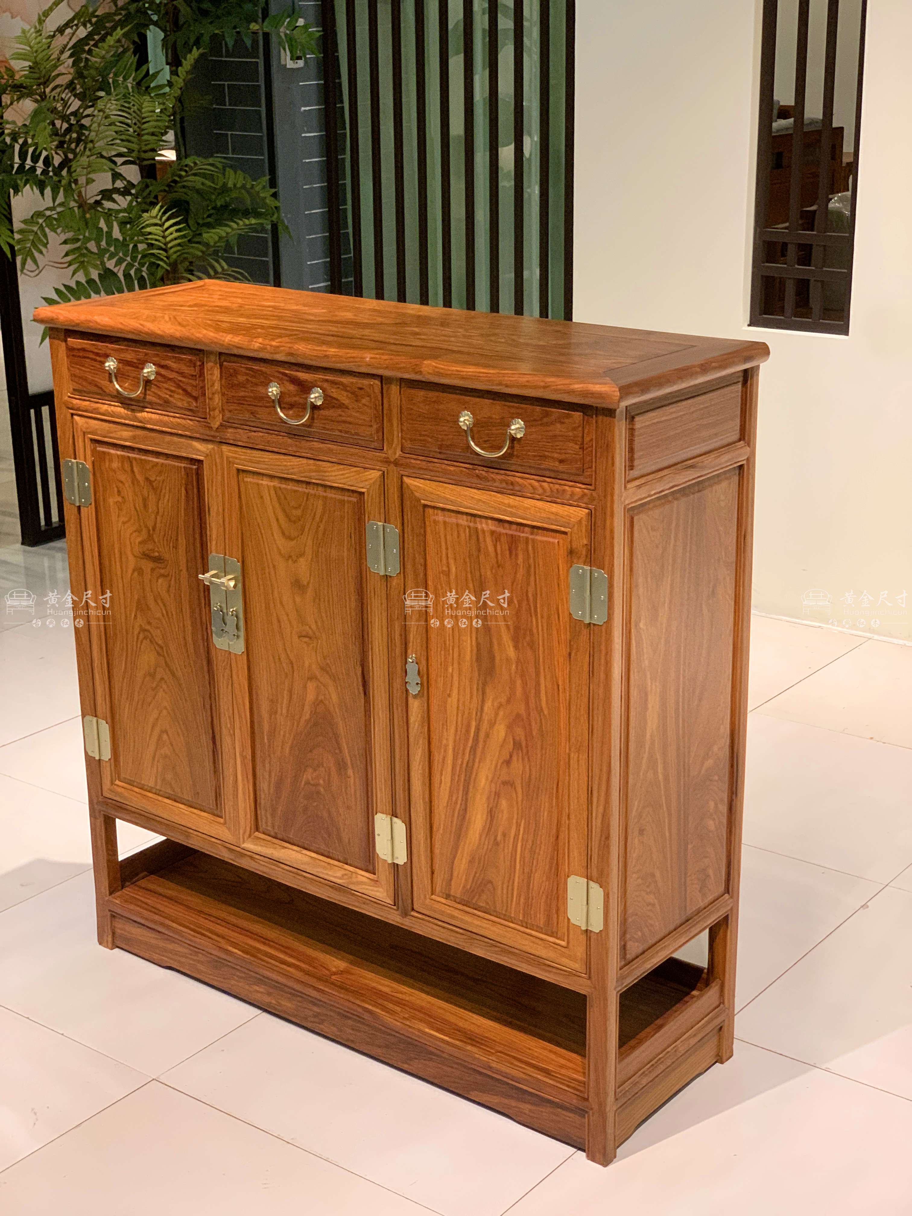 1.06米素面三门鞋柜A18烫蜂蜡精品  (7).jpg