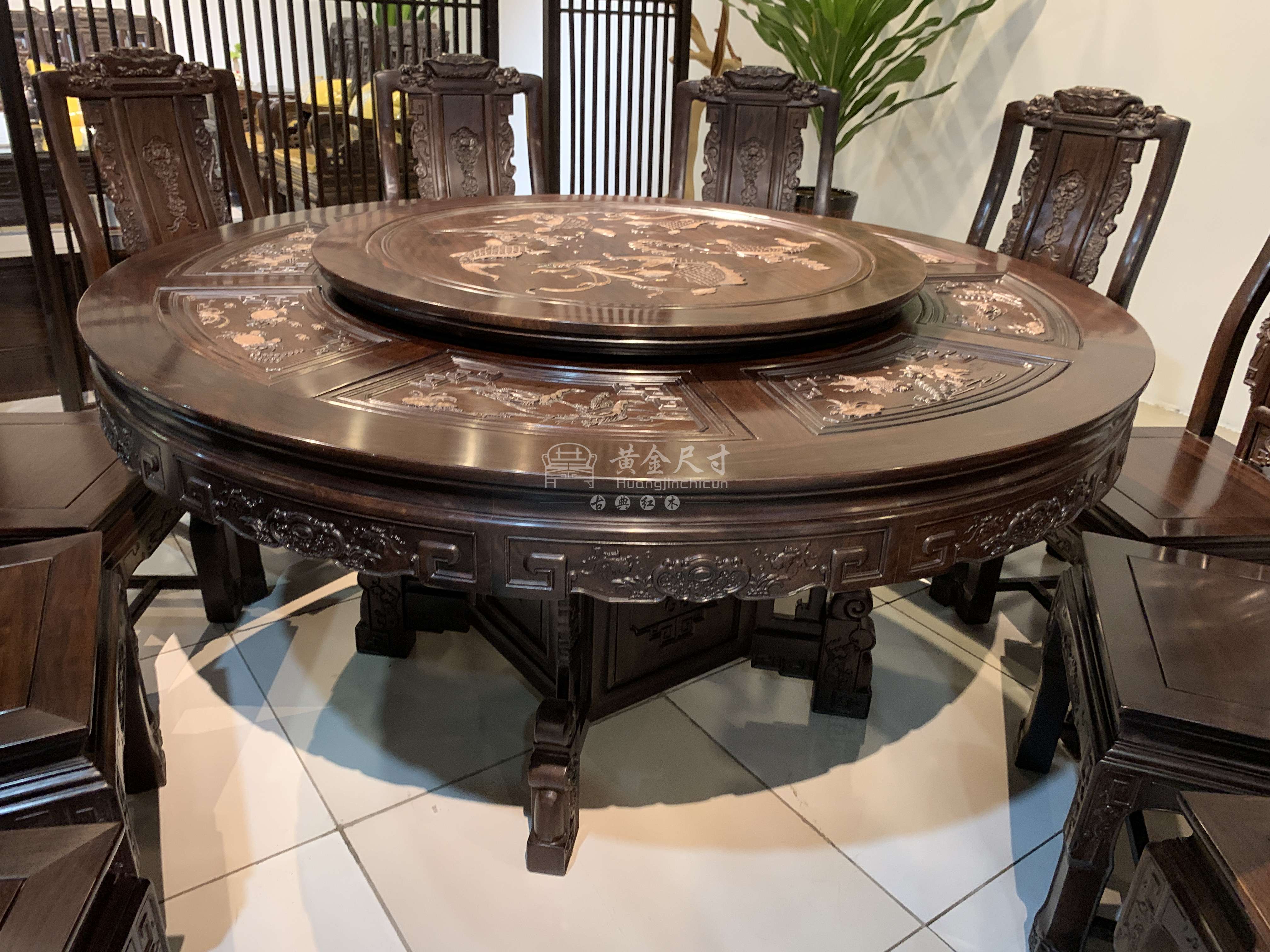 1.5米檀雕招财进宝圆台配10椅A3黑檀   (7).JPG