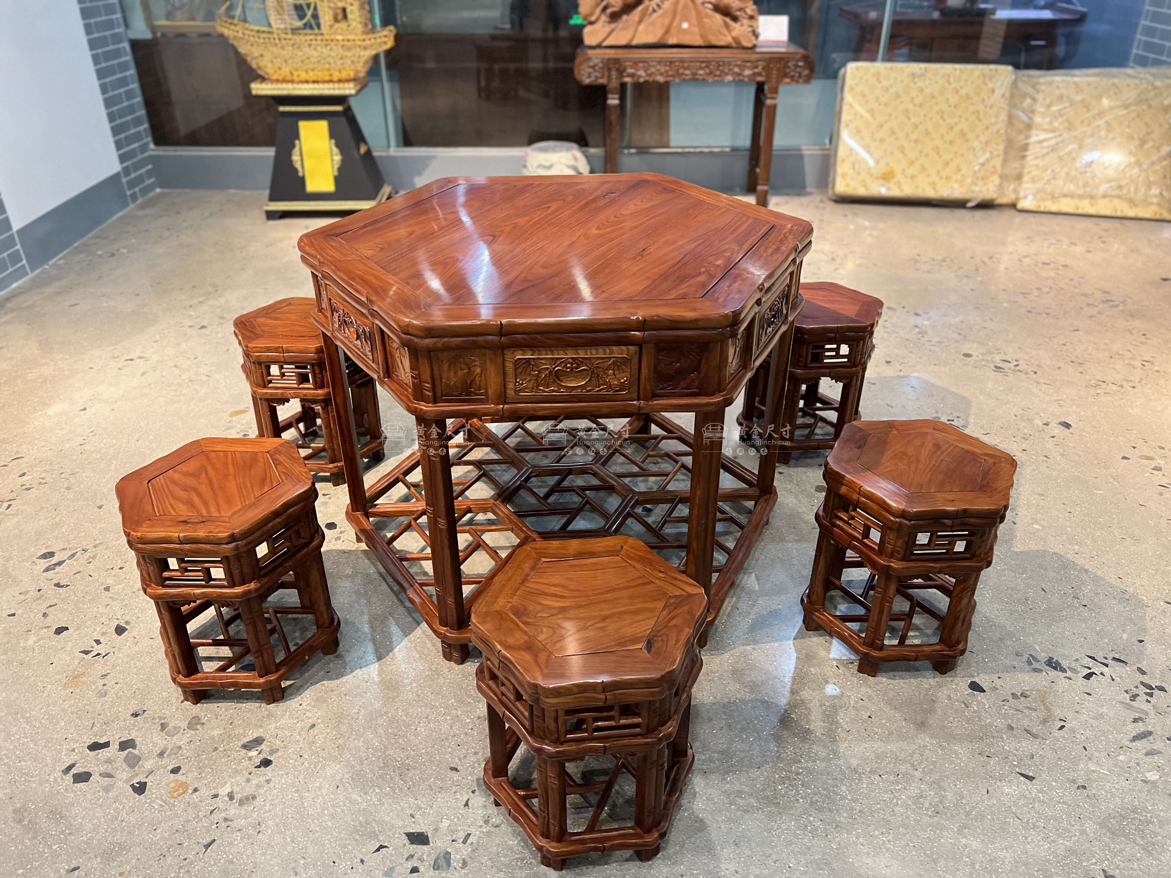 A18 1.1米竹节六角桌 &nbsp;蜜蜡1.jpg